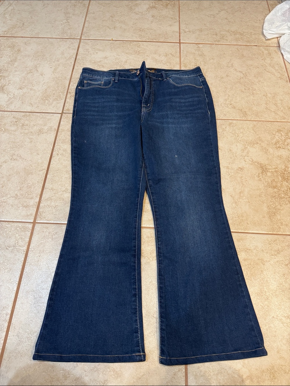 Seven7 Dark Blue Flare Jeans - Wide Leg Denim